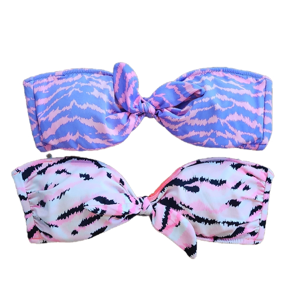 2 Victoria's Secret Pink/Purple Bandeau Bikini Tops Size Medium
